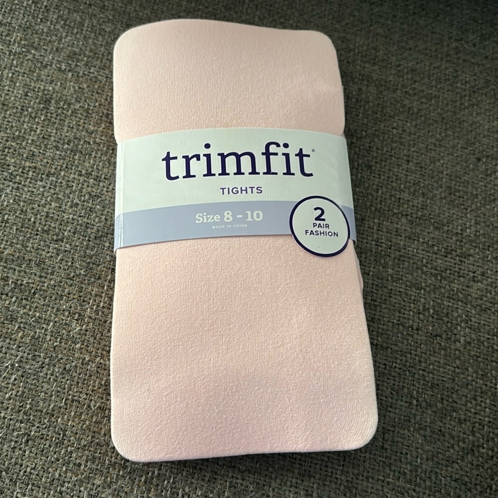 Girls Trimfit pink and ivory Tights size 8-10